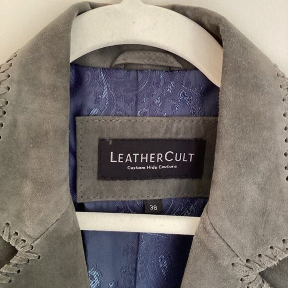 Leather Cult Men's Gray Leather Sport Coat/Blazer Size 38 - Picture 5 of 9